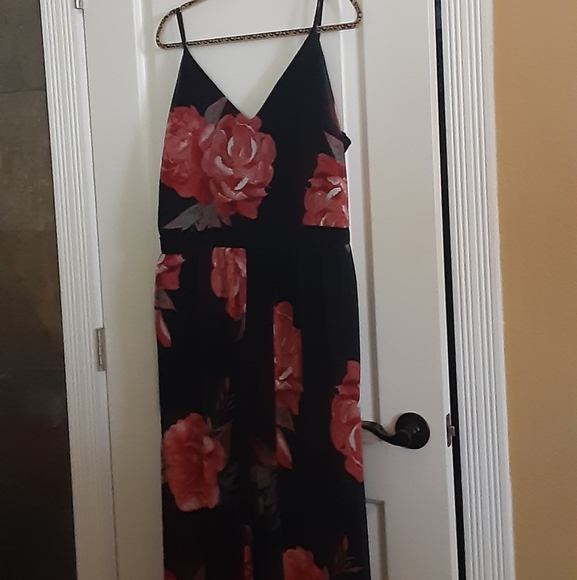Sundress maxi, black floral,  open front with shorts, sexy! New never worn XXL - Picture 1 of 3